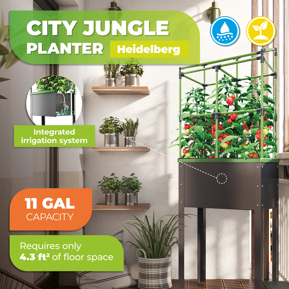 Raised Garden Bed with Watering System HEIDELBERG, Planter Box 2.6 x 2 x 1 ft.
