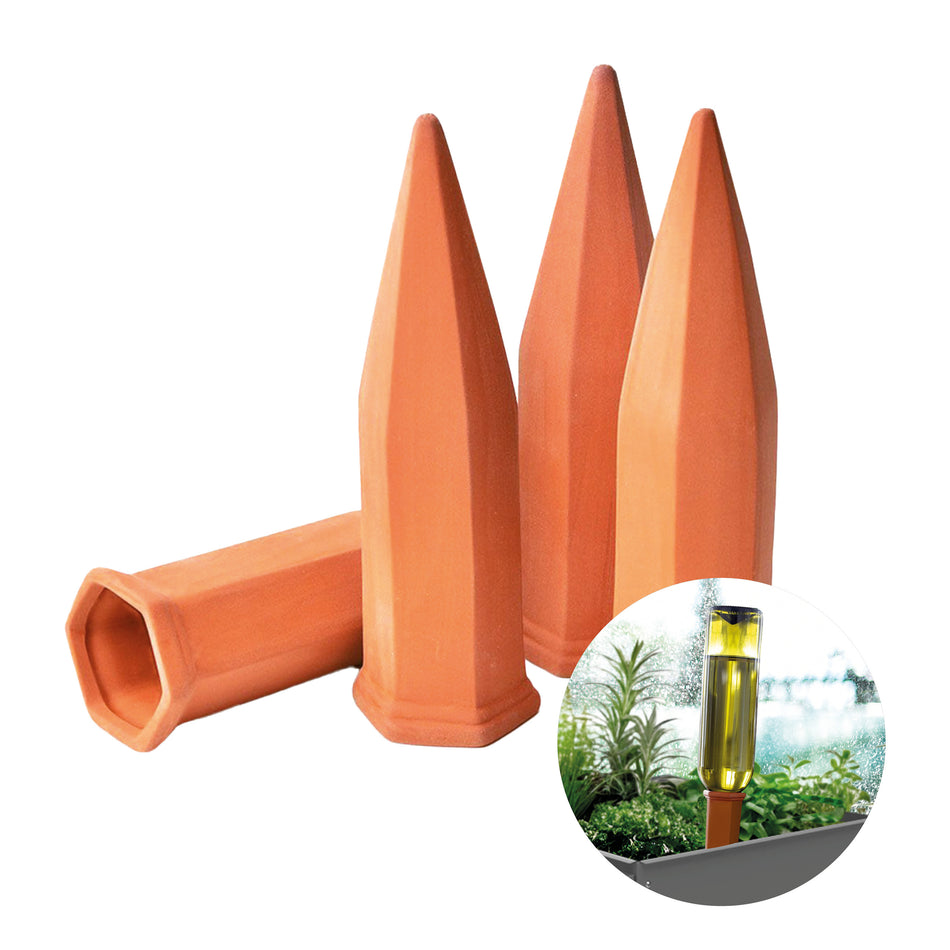 Plant Watering Stakes HYDRO WINE - 4 pcs., Clay Spikes for Wine- and PET-Bottles