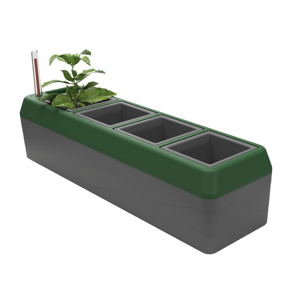 Planter with Watering System PROVENCE, for Growing or Herbs, with 4 Pots