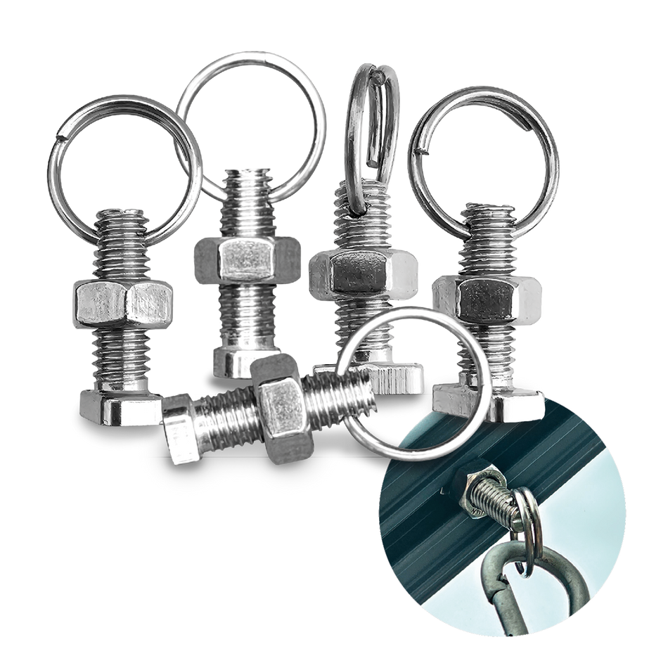 T-bolts with Nuts and Ring Eyelet for Greenhouses - 5 pcs., M6x18, Stainless Steel