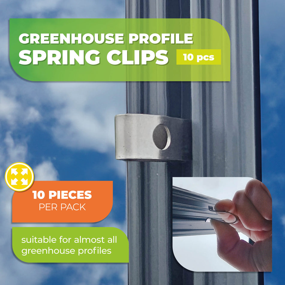 Spring Clips for Greenhouses - 10 pcs., for Hanging Lighter Items, Stainless Steel