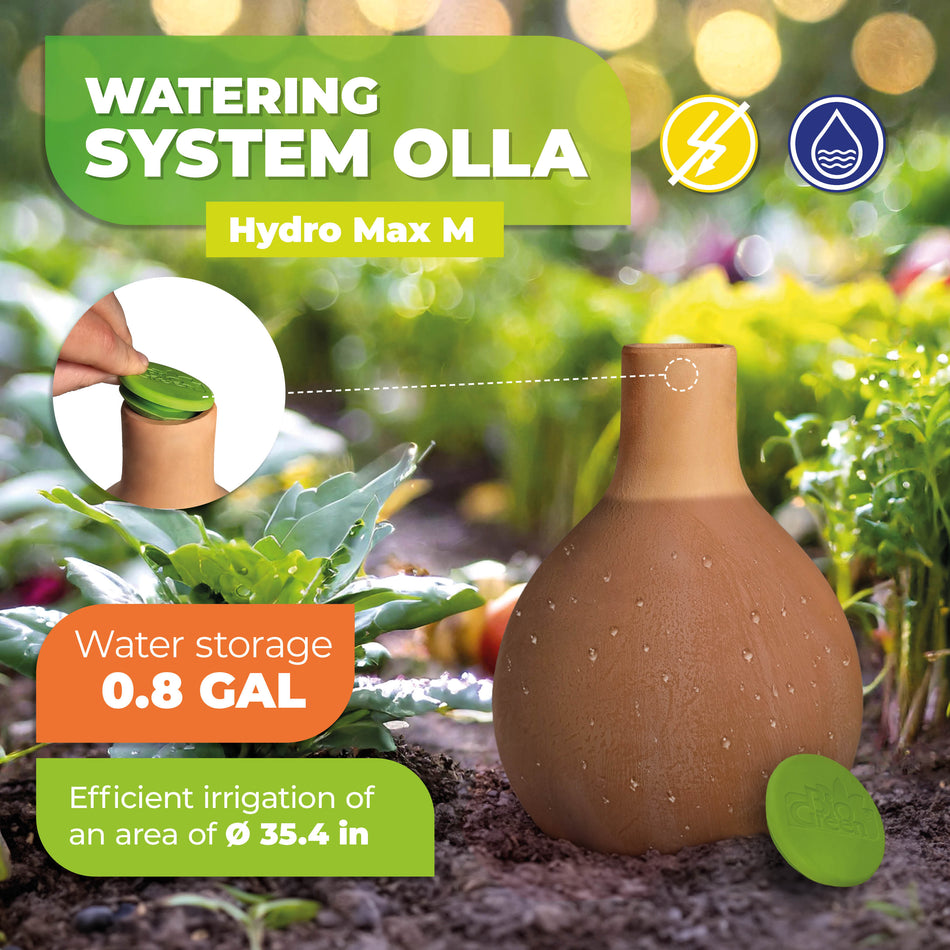 Plant Watering System HYDRO MAX M, Olla made of Clay, Irrigation Ø 35.4 in