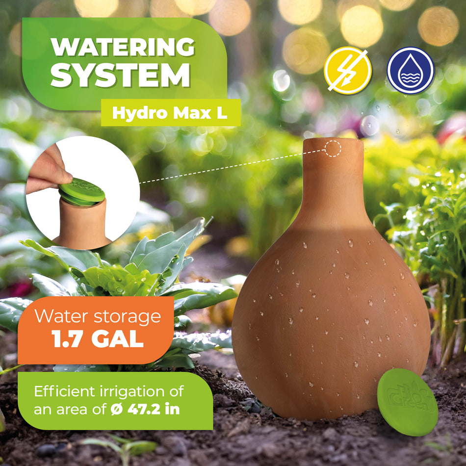 Plant Watering System HYDRO MAX L, Olla made of Clay, Irrigation Ø 47.2 in