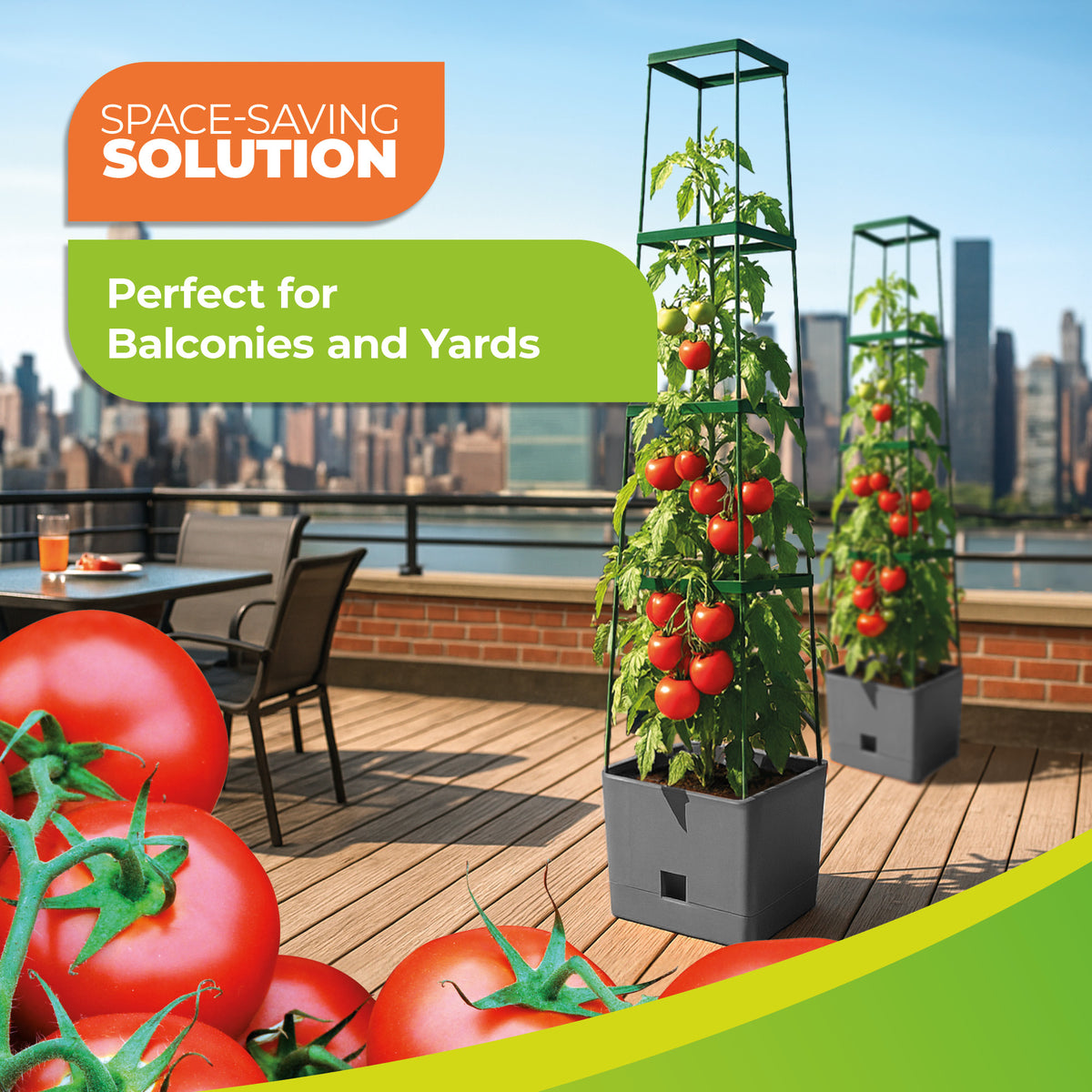 hassan self-watering plastic planter box with trellis Black Polypropylene Planter Tower Boxes with Self-Watering (2 Count)