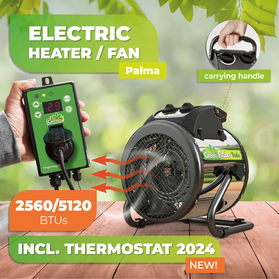 Electric Greenhouse Heater & Fan with Digital Thermostat PALMA, 5120 BTU