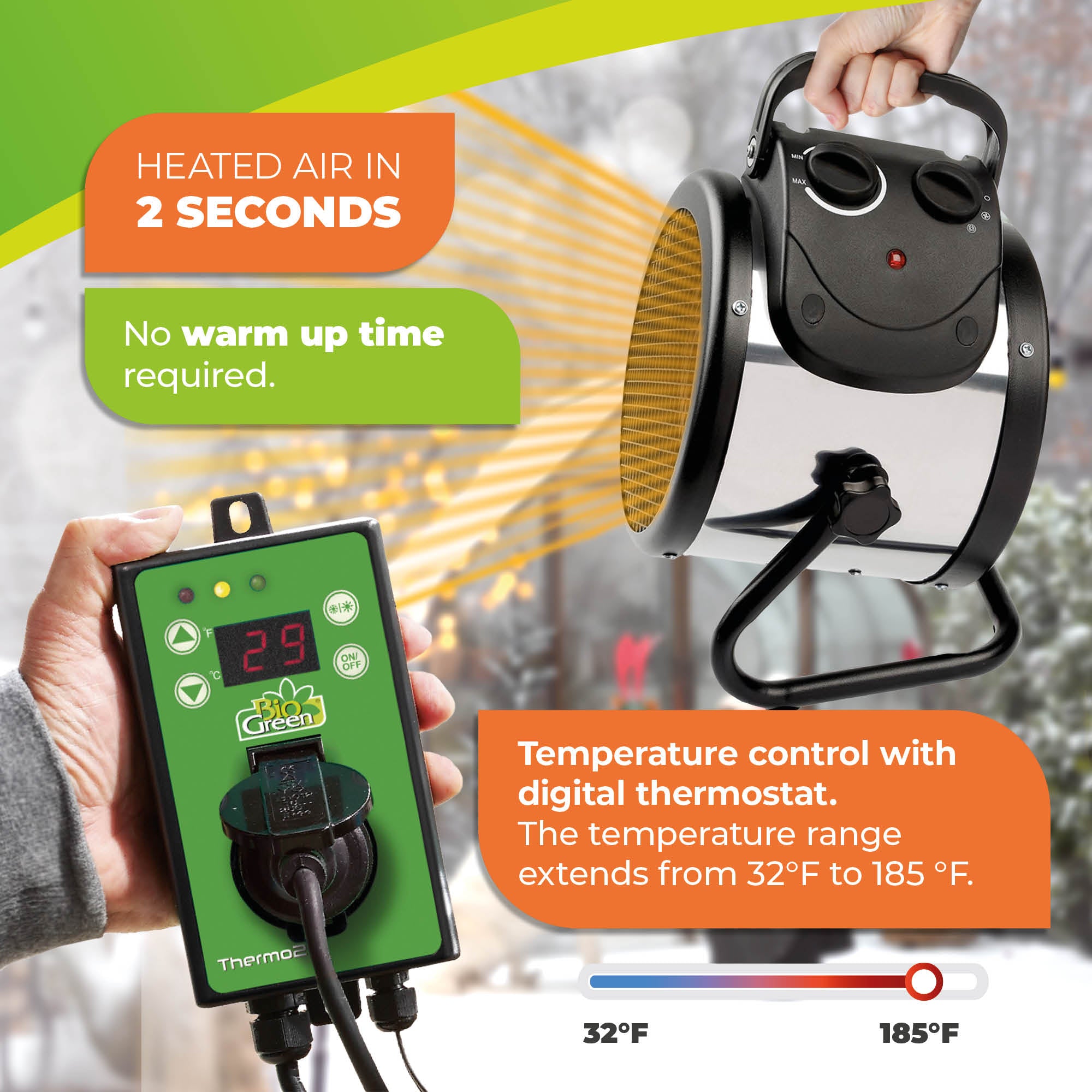 Greenhouse Heater 110 V With Digital Summer/Winter Thermostat