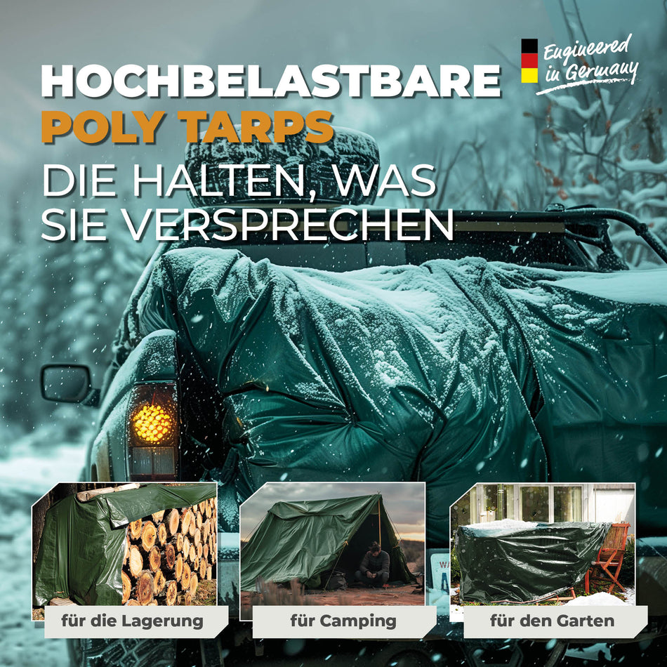 Heavy Duty Poly Tarp, Waterproof, Garden, Camping, Furniture Cover 150 GSM Green