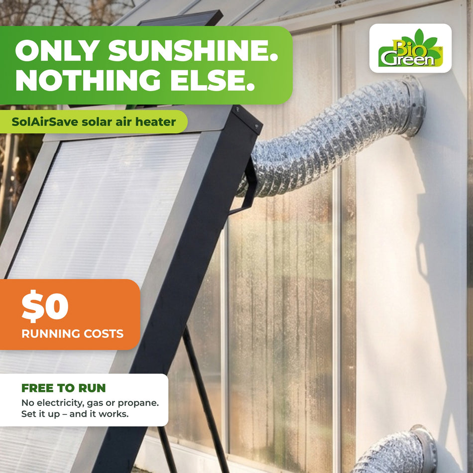 Greenhouse Heater Solar SolAirSave – Heating with Solar Energy, No Electricity Costs