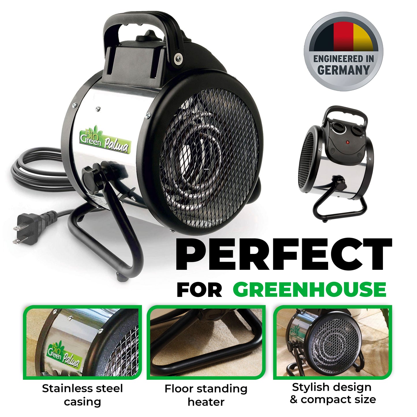 Greenhouse Heater 110 V With manual Thermostat "Palma" biogreen