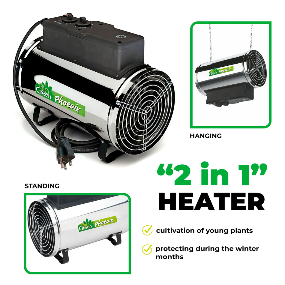 Greenhouse Heater 2800 W / 9554 Btus With Manual Thermostat - "Phoenix"